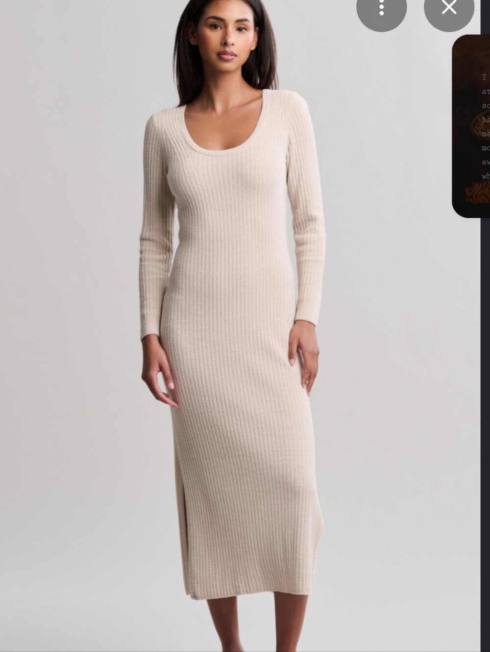 Abercrombie & Fitch Scoop Neck Ribbed Maxi Dress in Light Gray Fitted S